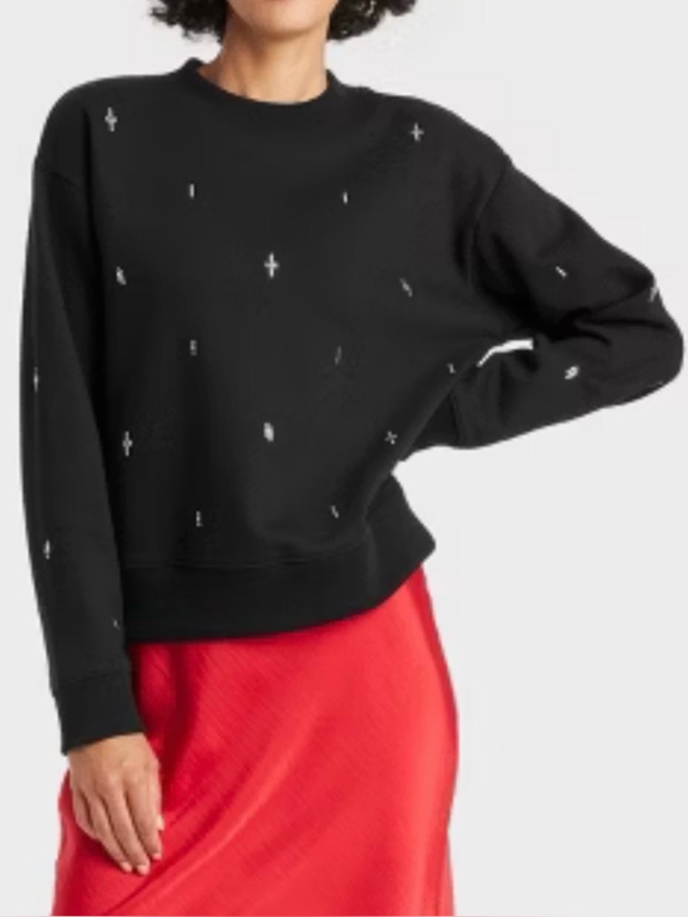 a new day Black Crewneck Sweater with Silver Embellishments (SKU841)